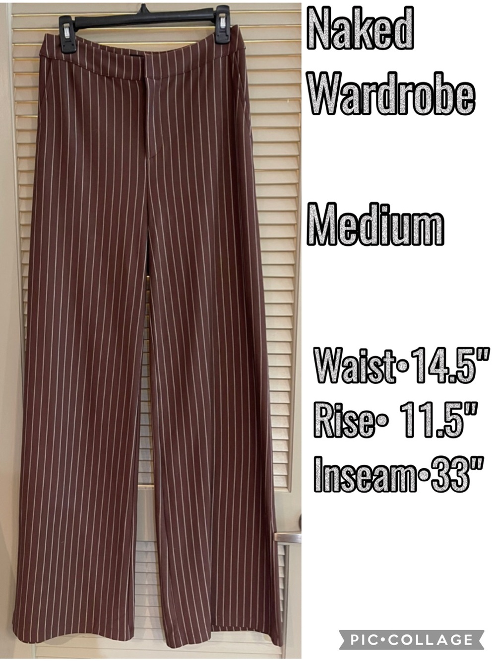 naked wardrobe Brown Pinstripe Wide-Leg Pants
